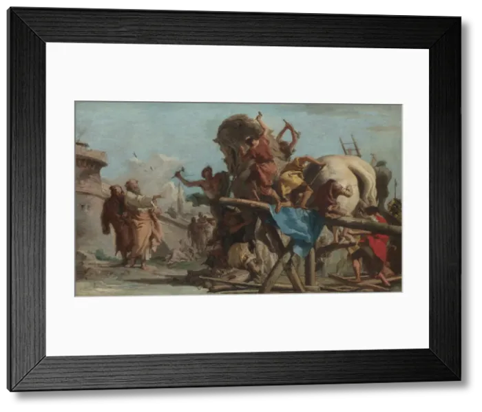 Framed Print : The Building of the Trojan Horse, ca 1760. Artist: Tiepolo, Giandomenico (1727-1804) Framed Print : The Building of the Trojan Horse, ca 1760. Artist: Tiepolo, Giandomenico (1727-1804)