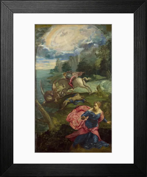 Framed Print : Saint George and the Dragon, ca 1555. Artist: Tintoretto, Jacopo (1518-1594) Framed Print : Saint George and the Dragon, ca 1555. Artist: Tintoretto, Jacopo (1518-1594)