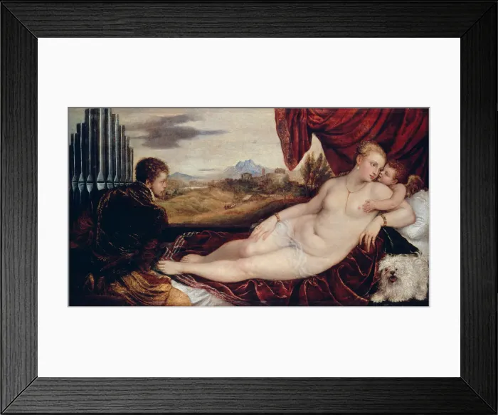 Framed Print : Venus with the Organ Player, c. 1550. Artist: Titian (1488-1576) Framed Print : Venus with the Organ Player, c. 1550. Artist: Titian (1488-1576)