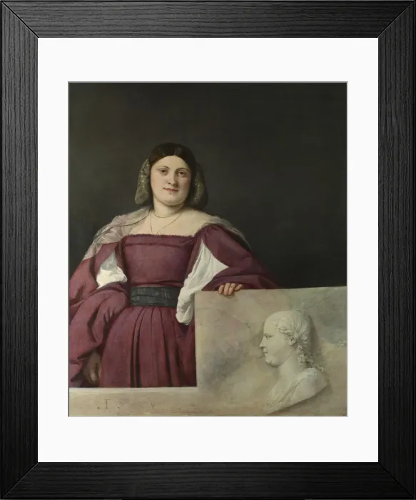 Framed Print : Portrait of a Lady (La Schiavona), c. 1510. Artist: Titian (1488-1576) Framed Print : Portrait of a Lady (La Schiavona), c. 1510. Artist: Titian (1488-1576)