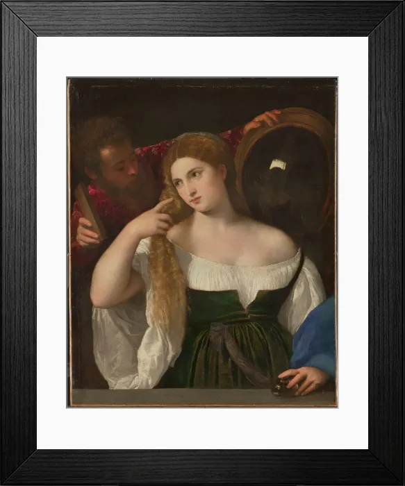 Framed Print : Young Woman at her Toilette, ca 1515. Artist: Titian (1488-1576) Framed Print : Young Woman at her Toilette, ca 1515. Artist: Titian (1488-1576)