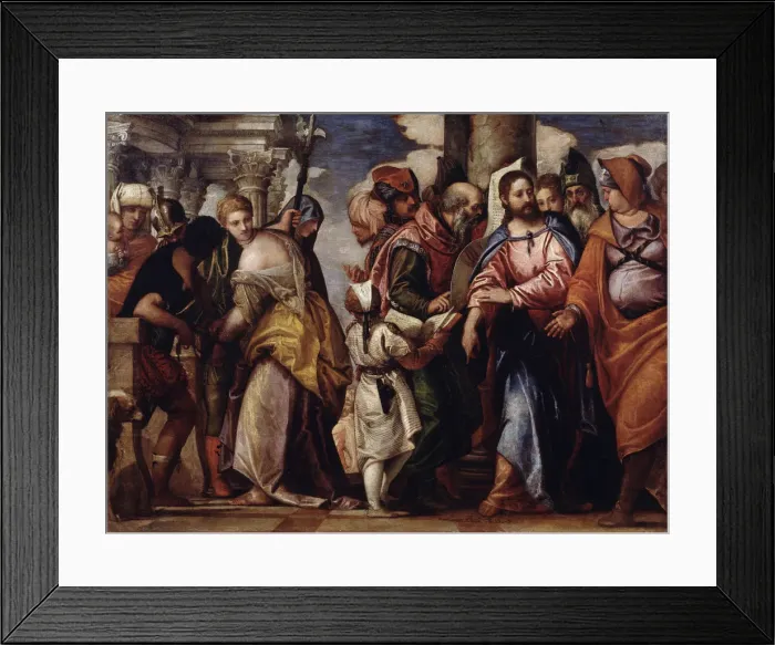 Framed Print : Christ and the Woman Taken in Adultery. Artist: Veronese, Paolo (1528-1588) Framed Print : Christ and the Woman Taken in Adultery. Artist: Veronese, Paolo (1528-1588)