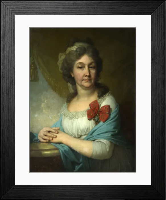Framed Print : Portrait of baroness Varvara Vasilyeva, 1800. Artist: Borovikovsky, Vladimir Lukich (1757-1825) Framed Print : Portrait of baroness Varvara Vasilyeva, 1800. Artist: Borovikovsky, Vladimir Lukich (1757-1825)
