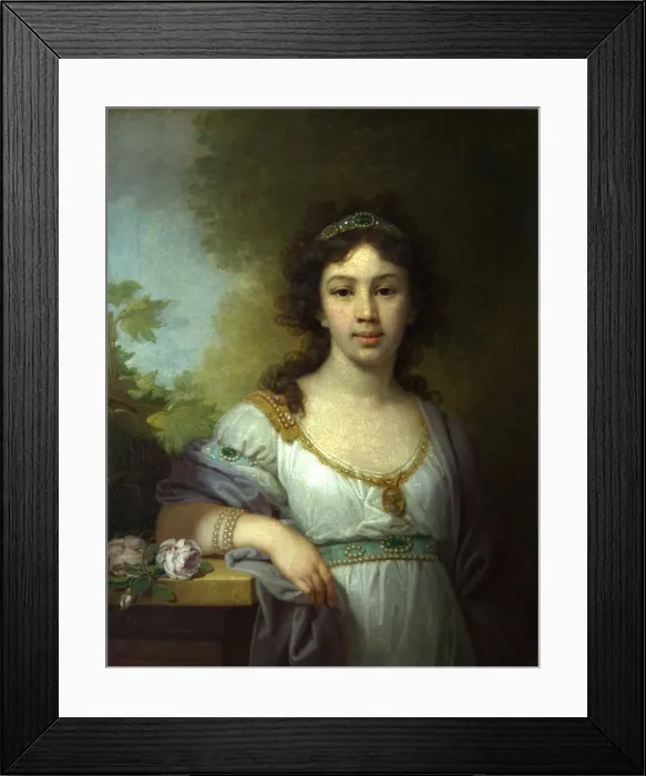 Framed Print : Portrait of Varvara Shidlovskaya, 1798. Artist: Borovikovsky, Vladimir Lukich (1757-1825) Framed Print : Portrait of Varvara Shidlovskaya, 1798. Artist: Borovikovsky, Vladimir Lukich (1757-1825)