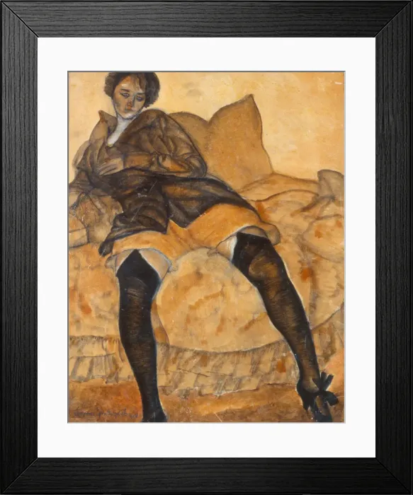 Framed Print : A sitting woman, c. 1918. Artist: Grigoriev, Boris Dmitryevich (1886-1939) Framed Print : A sitting woman, c. 1918. Artist: Grigoriev, Boris Dmitryevich (1886-1939)