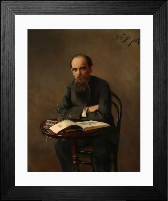 Framed Print : Portrait of the Painter Yefim Yefimovich Volkov (1844-1920), 1885. Artist: Kuznetsov, Nikolai Dmitrievich (1850-1929) Framed Print : Portrait of the Painter Yefim Yefimovich Volkov (1844-1920), 1885. Artist: Kuznetsov, Nikolai Dmitrievich (1850-1929)