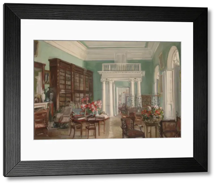 Framed Print : Interior of the Library in the Golitsyn Nikolo-Uryupino Estate, 1910. Artist: Sredin, Alexander Valentinovich (1872-1934) Framed Print : Interior of the Library in the Golitsyn Nikolo-Uryupino Estate, 1910. Artist: Sredin, Alexander Valentinovich (1872-1934)