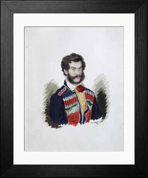 Framed Print : Portrait of the Decembrist Count Zakhar Chernyshov (1796-1862), 1830s. Artist: Dorokhov, Rufim Ivanovich (active c. 1830s) Framed Print : Portrait of the Decembrist Count Zakhar Chernyshov (1796-1862), 1830s. Artist: Dorokhov, Rufim Ivanovich (active c. 1830s)