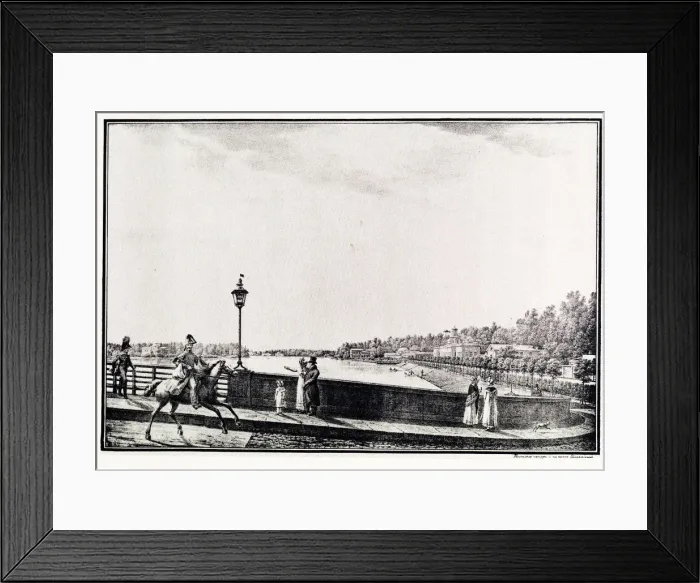 Framed Print : View of the Malaya Nevka River from the Kamennoostrovsky Bridge, 1821-1822. Artist: Galaktionov, Stepan Philippovich (1779-1854) Framed Print : View of the Malaya Nevka River from the Kamennoostrovsky Bridge, 1821-1822. Artist: Galaktionov, Stepan Philippovich (1779-1854)