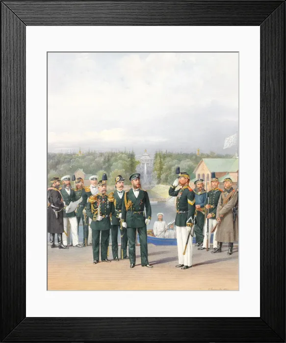 Framed Print : The Leib Guards in Peterhof, 1874. Artist: Balashov, Pyotr Ivanovich (?-1888) Framed Print : The Leib Guards in Peterhof, 1874. Artist: Balashov, Pyotr Ivanovich (?-1888)