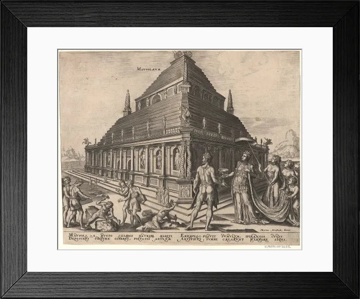 Framed Print : The Mausoleum at Halicarnassus (from the series The Eighth Wonders of the World) After Maarten van Heemskerck, 1572. Artist: Galle, Philipp (1537-1612) Framed Print : The Mausoleum at Halicarnassus (from the series The Eighth Wonders of the World) After Maarten van Heemskerck, 1572. Artist: Galle, Philipp (1537-1612)