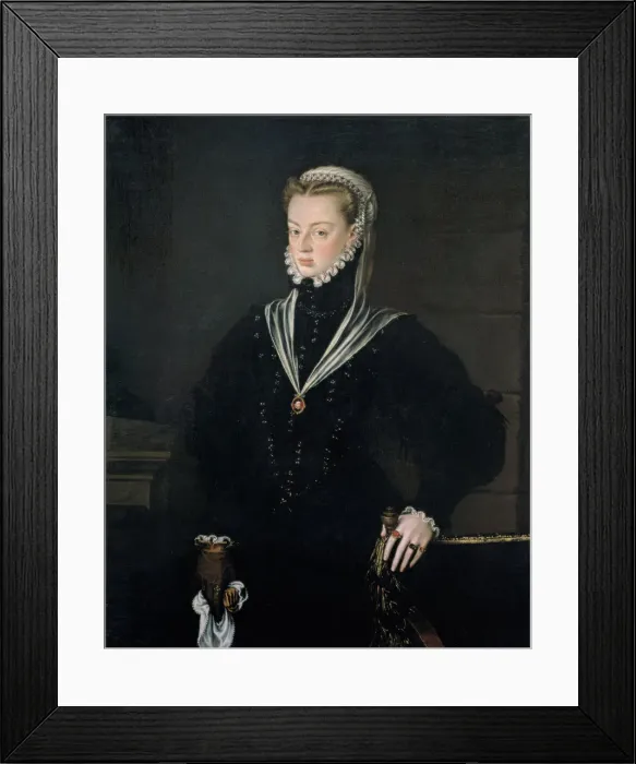 Framed Print : Portrait of Archduchess Joanna of Austria (1535-1573), Princess of Portugal, ca 1557. Artist: Coello, Alonso Sanchez (1531-1588) Framed Print : Portrait of Archduchess Joanna of Austria (1535-1573), Princess of Portugal, ca 1557. Artist: Coello, Alonso Sanchez (1531-1588)