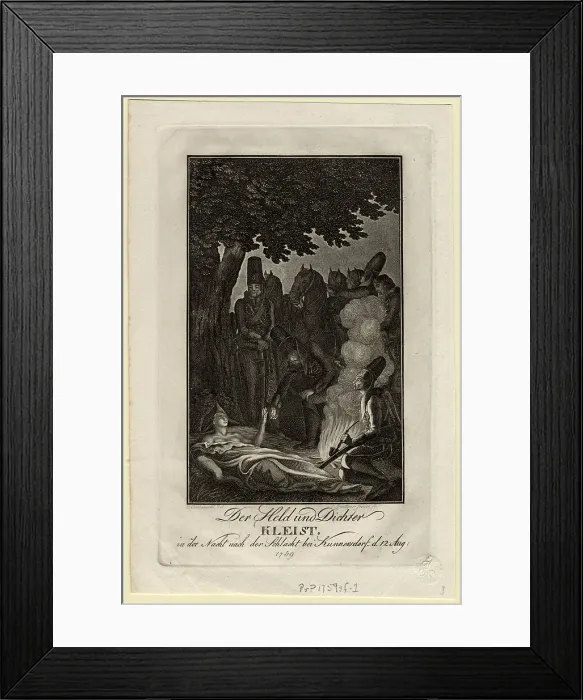 Framed Print : Poet Ewald von Kleist at the battle of Kunersdorf, on August 12, 1759, ca 1759. Artist: Chodowiecki, Daniel Nikolaus (1726-1801) Framed Print : Poet Ewald von Kleist at the battle of Kunersdorf, on August 12, 1759, ca 1759. Artist: Chodowiecki, Daniel Nikolaus (1726-1801)