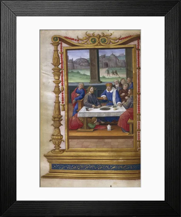 Framed Print : Feast in the House of Simon the Pharisee, 1500-1550. Artist: Master of Claude de France (active 1500-1550) Framed Print : Feast in the House of Simon the Pharisee, 1500-1550. Artist: Master of Claude de France (active 1500-1550)