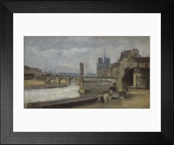 Framed Print : The Pont de la Tournelle, Paris, 1862-1864. Artist: Lepine, Stanislas (1836-1892)