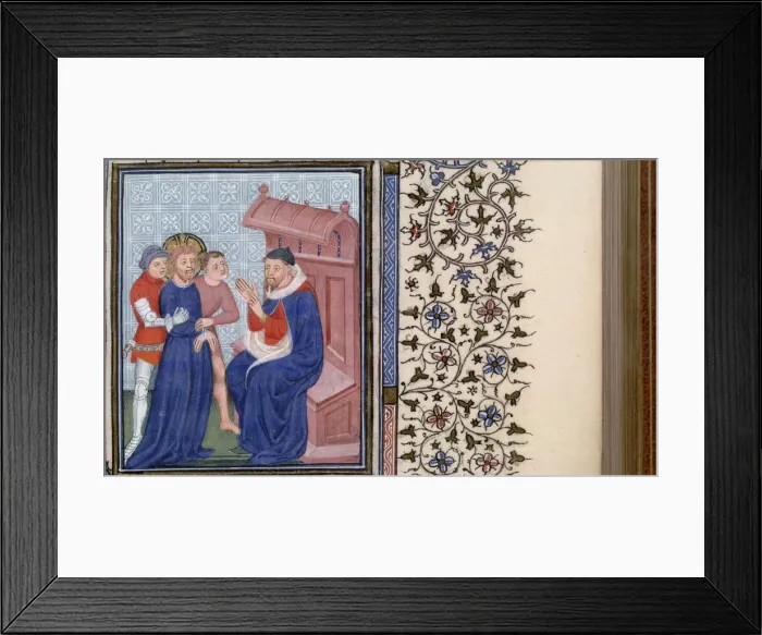 Framed Print : Christ before Pilate (Book of Hours), 1400s. Artist: Master of Troyes (active 1400-1415) Framed Print : Christ before Pilate (Book of Hours), 1400s. Artist: Master of Troyes (active 1400-1415)
