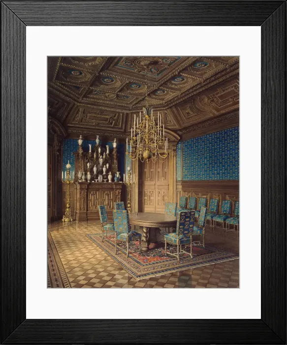 Framed Print : The Stroganov Palace in Saint Petersburg. Dining Room, 1860s. Artist: Mayblum, Jules (19th century) Framed Print : The Stroganov Palace in Saint Petersburg. Dining Room, 1860s. Artist: Mayblum, Jules (19th century)