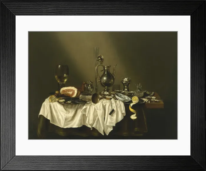 Framed Print : Banquet Piece with Ham, 1656. Artist: Heda, Willem Claesz (1594-1680) Framed Print : Banquet Piece with Ham, 1656. Artist: Heda, Willem Claesz (1594-1680)