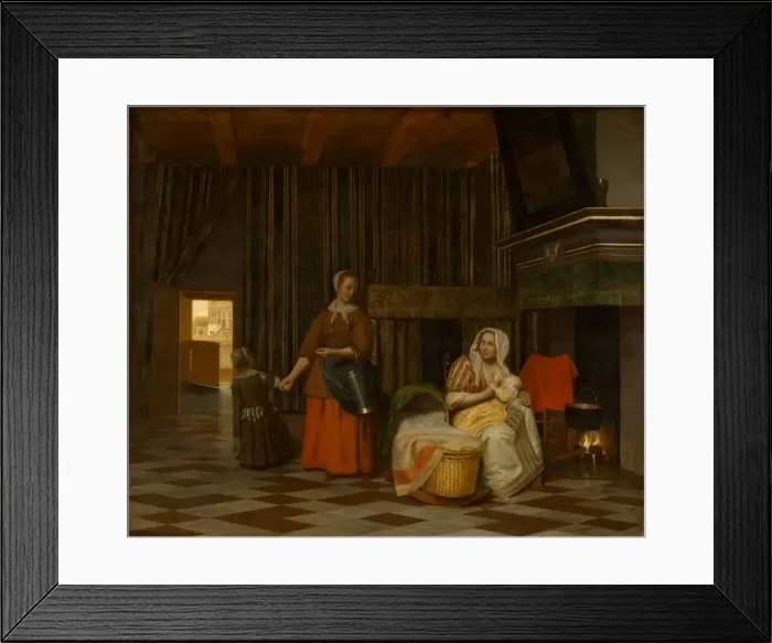 Framed Print : Woman and Child with Serving Maid, 1663-1665. Artist: Hooch, Pieter, de (1629-1684) Framed Print : Woman and Child with Serving Maid, 1663-1665. Artist: Hooch, Pieter, de (1629-1684)