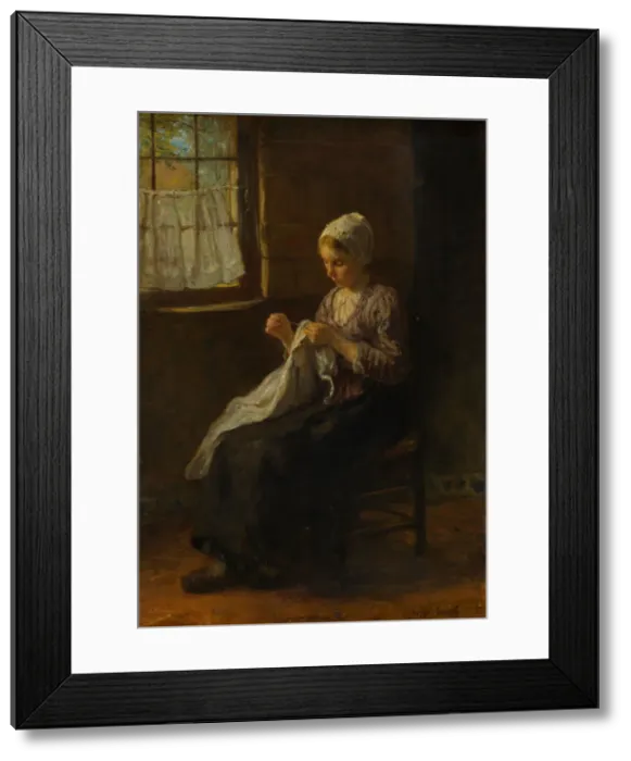 Framed Print : The young seamstress, c. 1880. Artist: Israels, Jozef (1824-1911) Framed Print : The young seamstress, c. 1880. Artist: Israels, Jozef (1824-1911)