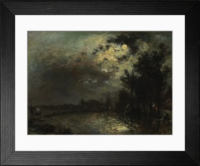 Framed Print : View on Overschie in Moonlight, 1872. Artist: Jongkind, Johan Barthold (1819-1891) Framed Print : View on Overschie in Moonlight, 1872. Artist: Jongkind, Johan Barthold (1819-1891)