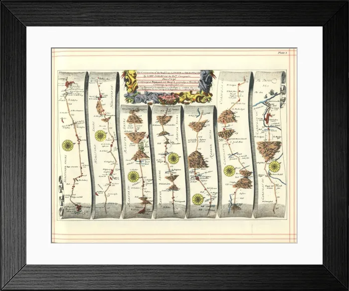 Framed Print : Britannia Atlas: The Continuation of the Road from London to Aberystwyth, 1675. Artist: Ogilby, John (1600-1676) Framed Print : Britannia Atlas: The Continuation of the Road from London to Aberystwyth, 1675. Artist: Ogilby, John (1600-1676)