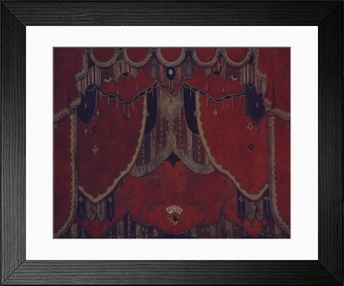 Framed Print : Design of main curtain for the theatre play The Masquerade by M. Lermontov, 1917. Artist: Golovin, Alexander Yakovlevich (1863-1930) Framed Print : Design of main curtain for the theatre play The Masquerade by M. Lermontov, 1917. Artist: Golovin, Alexander Yakovlevich (1863-1930)