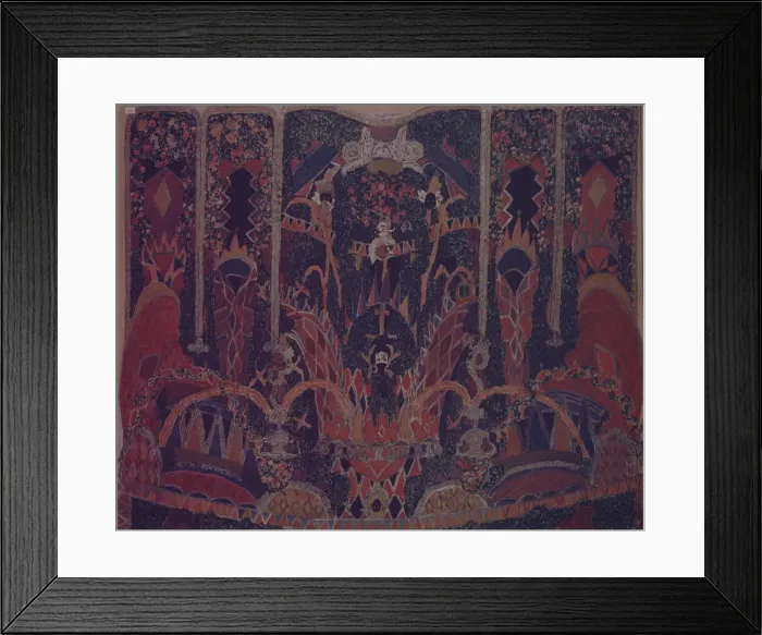 Framed Print : Design of Masquerade curtain for the theatre play The Masquerade by M. Lermontov, 1917. Artist: Golovin, Alexander Yakovlevich (1863-1930) Framed Print : Design of Masquerade curtain for the theatre play The Masquerade by M. Lermontov, 1917. Artist: Golovin, Alexander Yakovlevich (1863-1930)