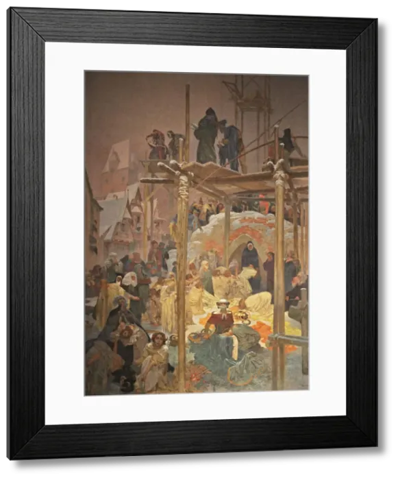 Framed Print : Jan Milic z Kromerize (The cycle The Slav Epic). Artist: Mucha, Alfons Marie (1860-1939) Framed Print : Jan Milic z Kromerize (The cycle The Slav Epic). Artist: Mucha, Alfons Marie (1860-1939)