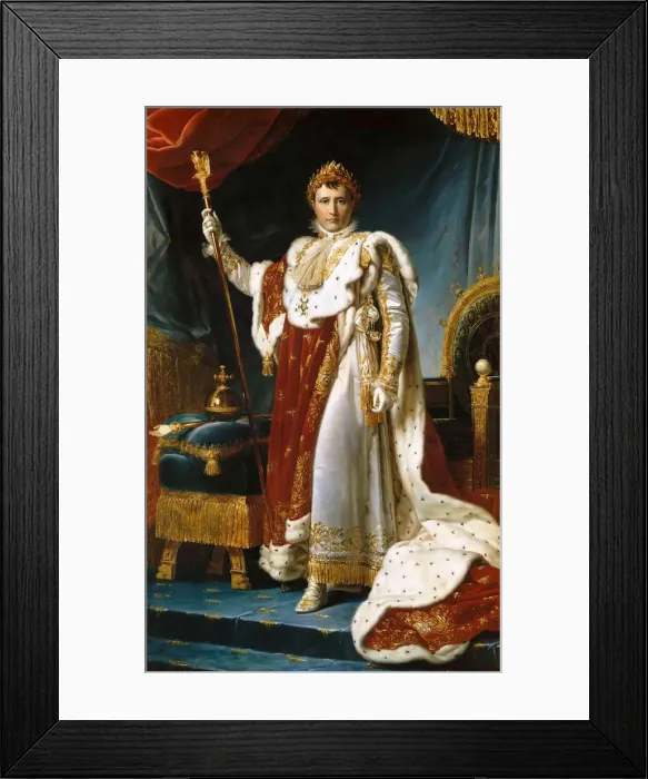 Framed Print : Portrait of Emperor Napoleon I Bonaparte (1769-1821) in his Coronation Robes. Artist: Gerard, Francois Pascal Simon (1770-1837) Framed Print : Portrait of Emperor Napoleon I Bonaparte (1769-1821) in his Coronation Robes. Artist: Gerard, Francois Pascal Simon (1770-1837)