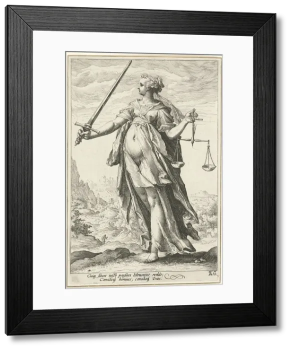 Framed Print : Fairness (Justice). Artist: Goltzius, Hendrick (1558-1617) Framed Print : Fairness (Justice). Artist: Goltzius, Hendrick (1558-1617)