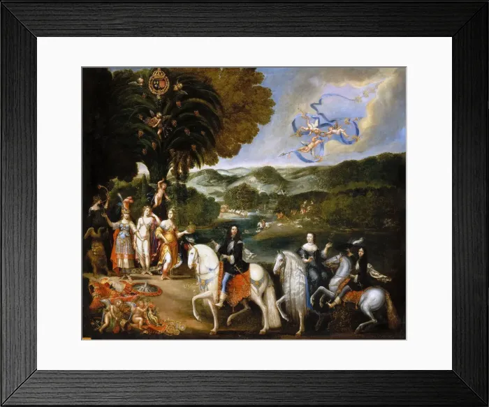 Framed Print : Allegory of the Treaty of the Pyrenees (Allegory of the Marriage of Louis XIV). Artist: Deruet, Claude (1588-1660) Framed Print : Allegory of the Treaty of the Pyrenees (Allegory of the Marriage of Louis XIV). Artist: Deruet, Claude (1588-1660)