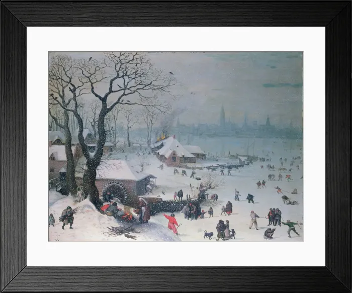 Framed Print : Winter Landscape with Snowfall near Antwerp. Artist: Valckenborch, Lucas, van (1530-1597) Framed Print : Winter Landscape with Snowfall near Antwerp. Artist: Valckenborch, Lucas, van (1530-1597)