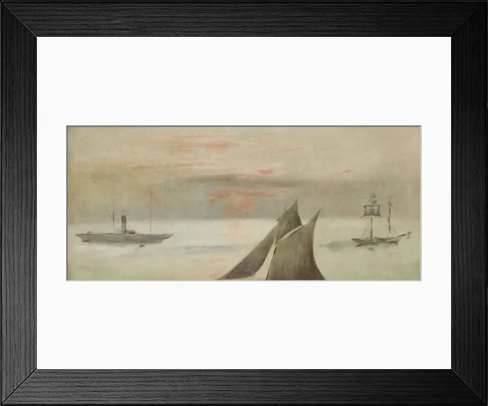 Framed Print : Boats at Sea, Sunset. Artist: Manet, Edouard (1832-1883) Framed Print : Boats at Sea, Sunset. Artist: Manet, Edouard (1832-1883)