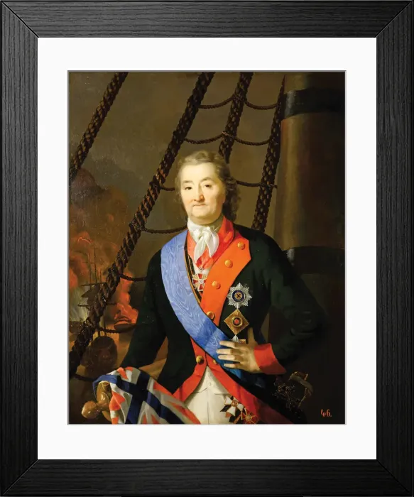 Framed Print : Count Alexey Grigoryevich Orlov in the Battle of Chesma, 19th century. Artist: Anonymous Framed Print : Count Alexey Grigoryevich Orlov in the Battle of Chesma, 19th century. Artist: Anonymous