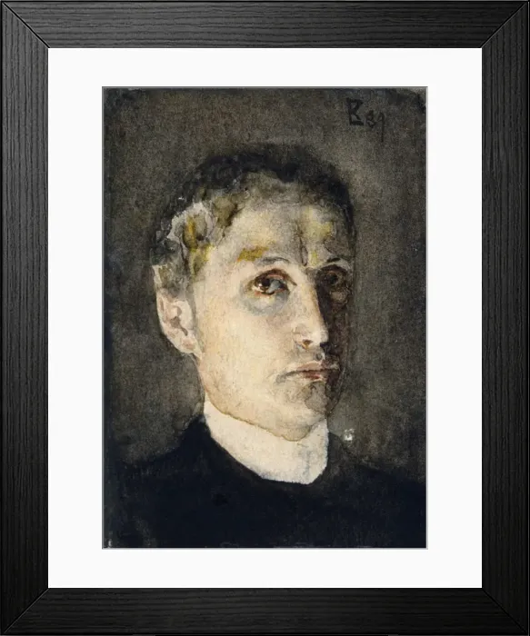 Framed Print : Self-Portrait, 1889. Artist: Vrubel, Mikhail Alexandrovich (1856-1910) Framed Print : Self-Portrait, 1889. Artist: Vrubel, Mikhail Alexandrovich (1856-1910)