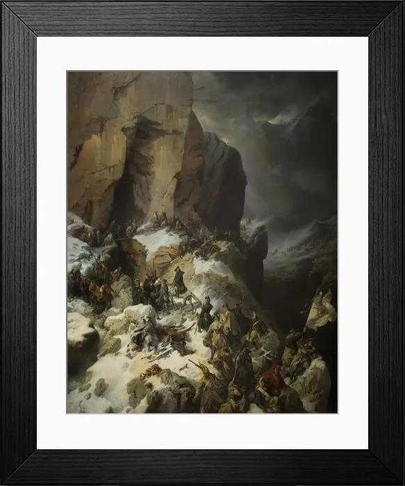 Framed Print : Suvorov crossing the Panix Pass, 1860. Artist: Kotzebue, Alexander von (1815-1889) Framed Print : Suvorov crossing the Panix Pass, 1860. Artist: Kotzebue, Alexander von (1815-1889)