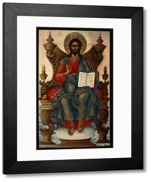 Framed Print : The Saviour Enthroned, 1762. Artist: Soplyakov, Mikhail Alexeyevich (1722-1799) Framed Print : The Saviour Enthroned, 1762. Artist: Soplyakov, Mikhail Alexeyevich (1722-1799)