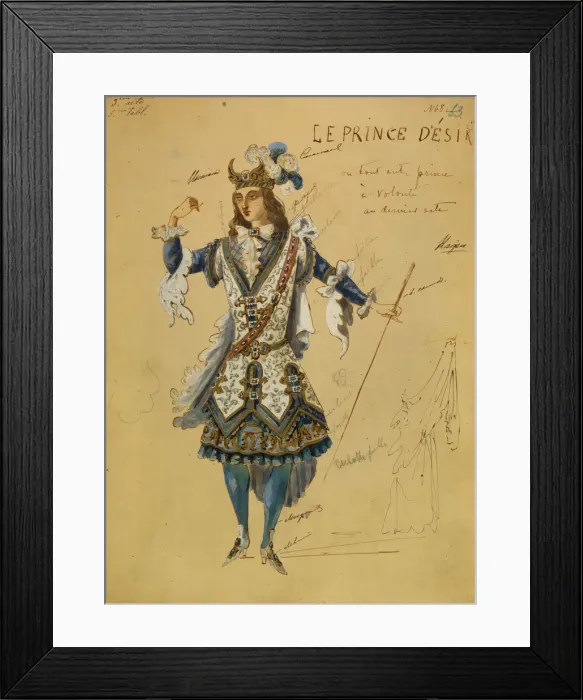Framed Print : Costume design for the ballet Sleeping Beauty by P. Tchaikovsky, 1890. Artist: Vsevolozhsky, Ivan Alexandrovich (1835-1909) Framed Print : Costume design for the ballet Sleeping Beauty by P. Tchaikovsky, 1890. Artist: Vsevolozhsky, Ivan Alexandrovich (1835-1909)