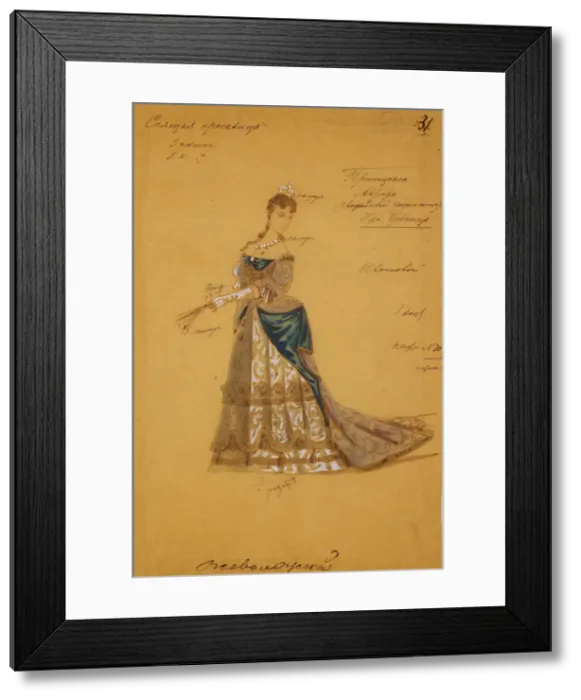 Framed Print : Costume design for the ballet Sleeping Beauty by P. Tchaikovsky, 1887. Artist: Vsevolozhsky, Ivan Alexandrovich (1835-1909) Framed Print : Costume design for the ballet Sleeping Beauty by P. Tchaikovsky, 1887. Artist: Vsevolozhsky, Ivan Alexandrovich (1835-1909)