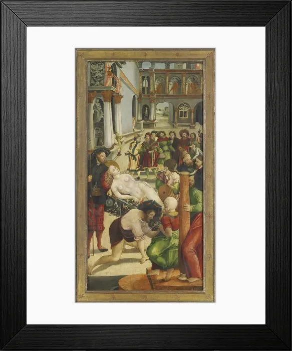 Framed Print : The Burning. Wing from the Saint Agatha Altar, 1523. Artist: Greimold, Jorg (ca 1500-after 1540) Framed Print : The Burning. Wing from the Saint Agatha Altar, 1523. Artist: Greimold, Jorg (ca 1500-after 1540)