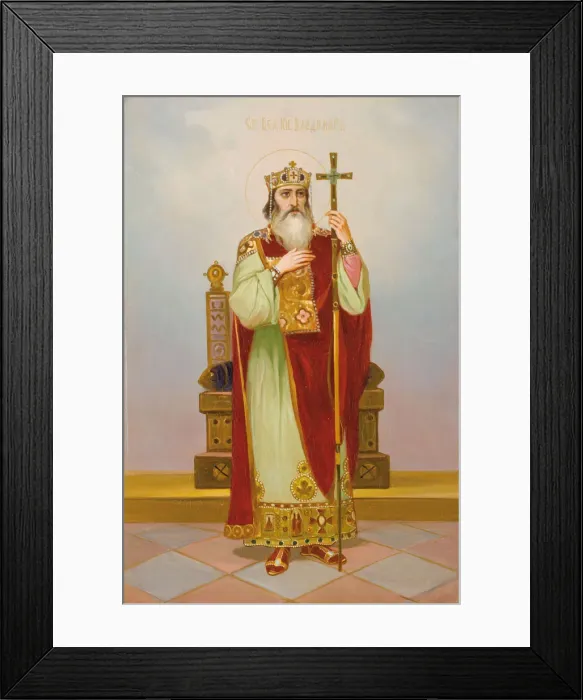Framed Print : Saint Grand Duke Vladimir Svyatoslavich, Early 20th century. Artist: Russian icon Framed Print : Saint Grand Duke Vladimir Svyatoslavich, Early 20th century. Artist: Russian icon