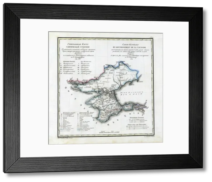 Framed Print : Map of Taurida Governorate, 1822. Artist: Pyadyshev, Vasily Petrovich (1758-1835) Framed Print : Map of Taurida Governorate, 1822. Artist: Pyadyshev, Vasily Petrovich (1758-1835)
