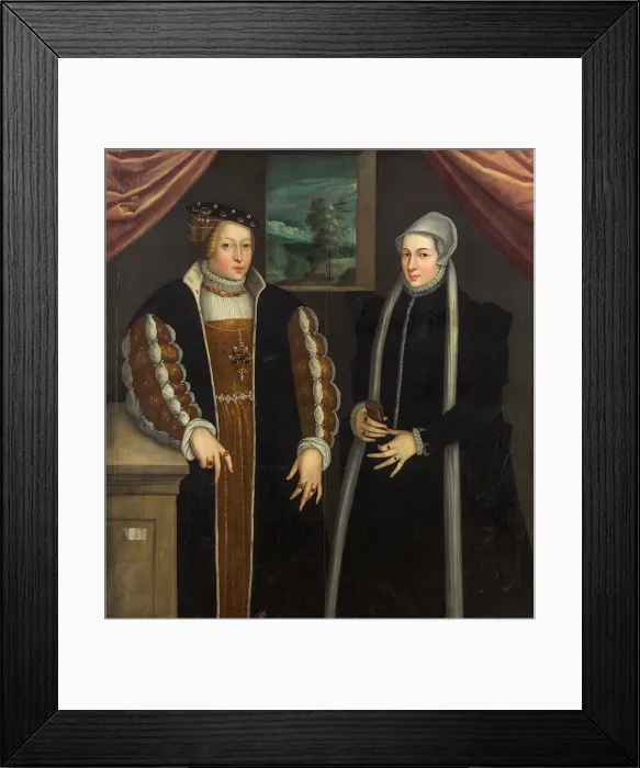 Framed Print : Double-portrait (Marie of Brandenburg-Kulmbach and Christina of Denmark?), c. 1580. Artist: Anonymous Framed Print : Double-portrait (Marie of Brandenburg-Kulmbach and Christina of Denmark?), c. 1580. Artist: Anonymous