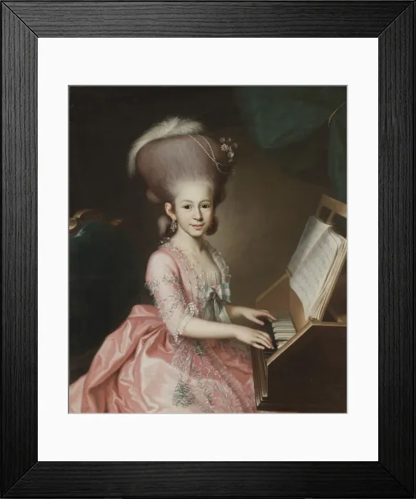 Framed Print : Portrait of a Young Lady at the Clavichord, 1779. Artist: Urlaub, Georg Anton Abraham (1744-1788) Framed Print : Portrait of a Young Lady at the Clavichord, 1779. Artist: Urlaub, Georg Anton Abraham (1744-1788)
