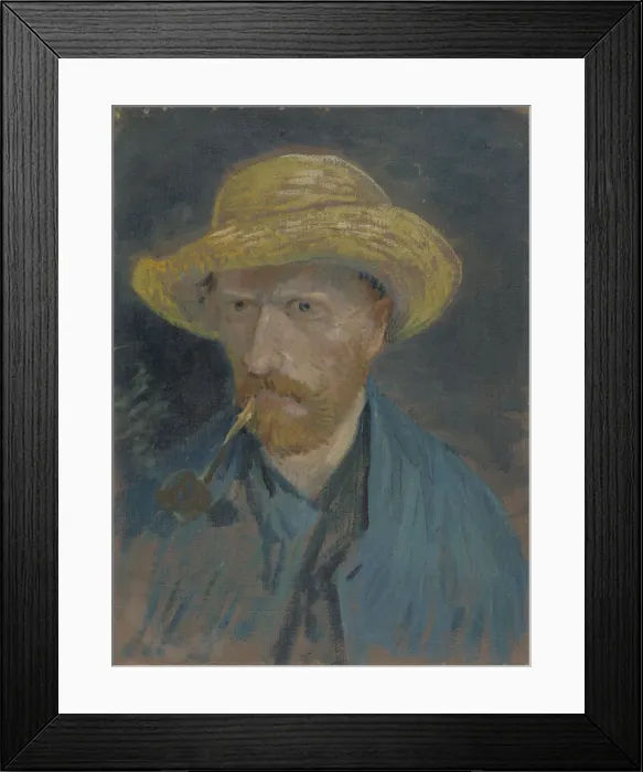 Framed Print : Self-Portrait with Straw Hat and Pipe Framed Print : Self-Portrait with Straw Hat and Pipe