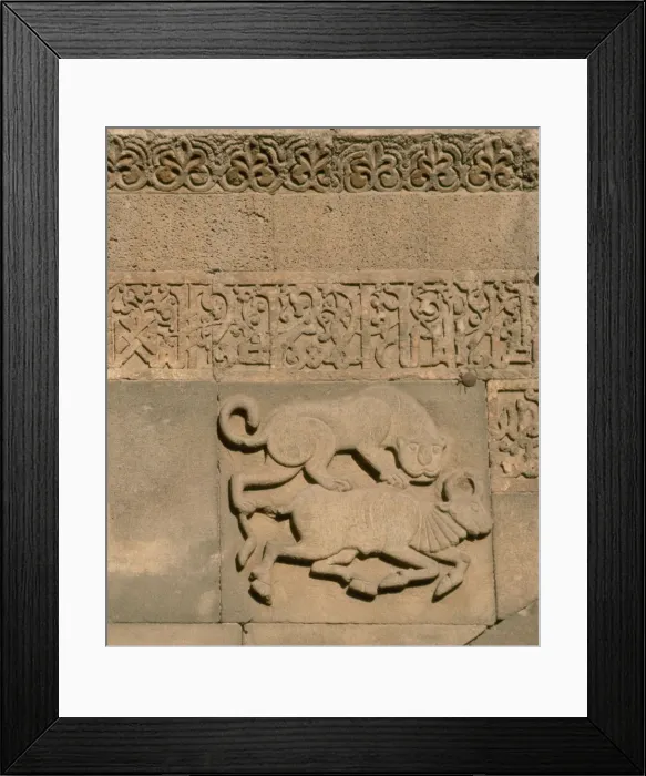 Framed Print : Lion attacking bull. Portal of the Ulu Camii (Great Mosque) of Diyarbakir Framed Print : Lion attacking bull. Portal of the Ulu Camii (Great Mosque) of Diyarbakir
