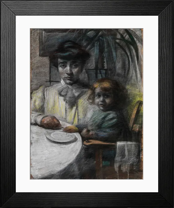 Framed Print : Portrait of the artists wife with daughter Framed Print : Portrait of the artists wife with daughter