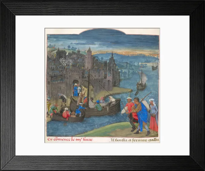 Framed Print : Boats readied for departure at Martigny on the river Dranse in Switzerland. From Les commentaires d Framed Print : Boats readied for departure at Martigny on the river Dranse in Switzerland. From Les commentaires d