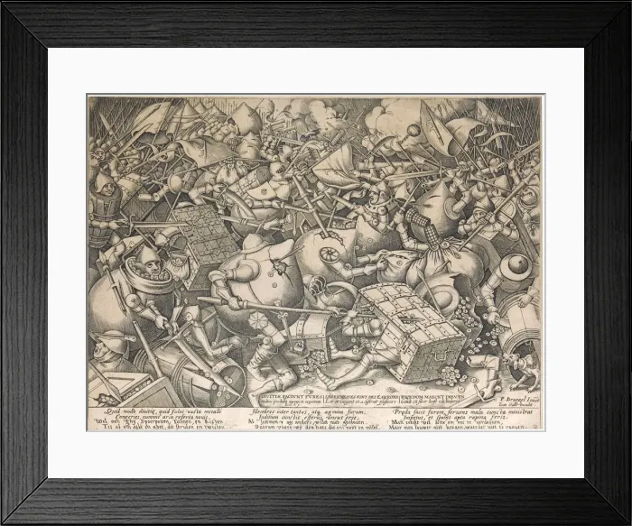 Framed Print : The Fight of the Moneybags and Strongboxes (The Battle about Money), ca 1563 Framed Print : The Fight of the Moneybags and Strongboxes (The Battle about Money), ca 1563